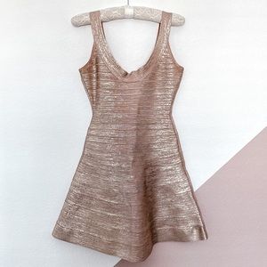 Herve Leger Gold Foil Dress